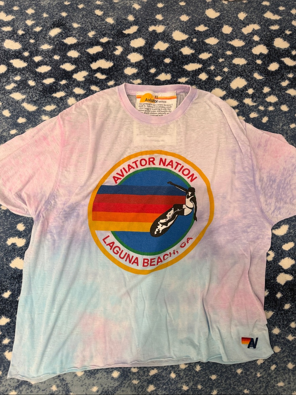 Aviator Nation Ombe Rainbow Graphic Tee - White View 3